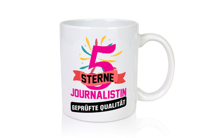 5 Sterne Journalist geprüfte Qualität Humor Geschenkidee Tasse