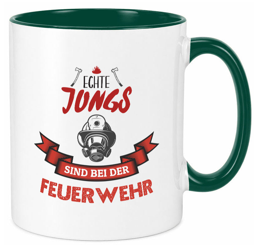 Echte Jungs sind bei der Feuerwehr | Feuerwehrmann lustiger Spruch Geschenk Tasse