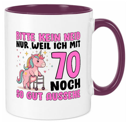 70. Geburtstag | 70 Jahre Mit noch so gut aussehen lustig Geschenkidee Geschenk Tasse
