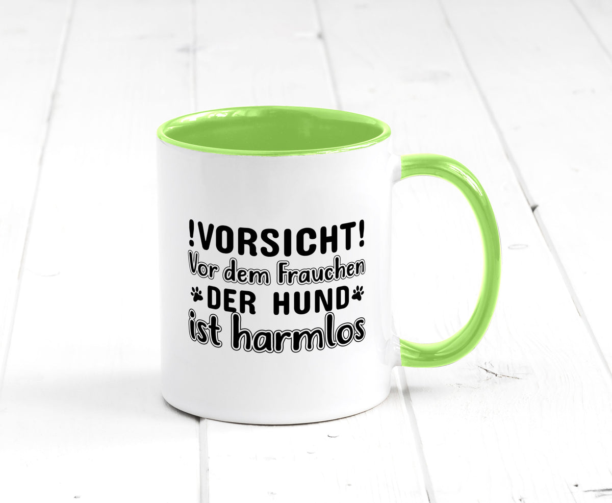 Vorsicht vor dem Frauchen | Hundebesitzerin Pfoten Geschenkidee Tierliebhaber Tasse