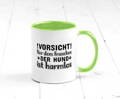 Vorsicht vor dem Frauchen | Hundebesitzerin Pfoten Geschenkidee Tierliebhaber Tasse