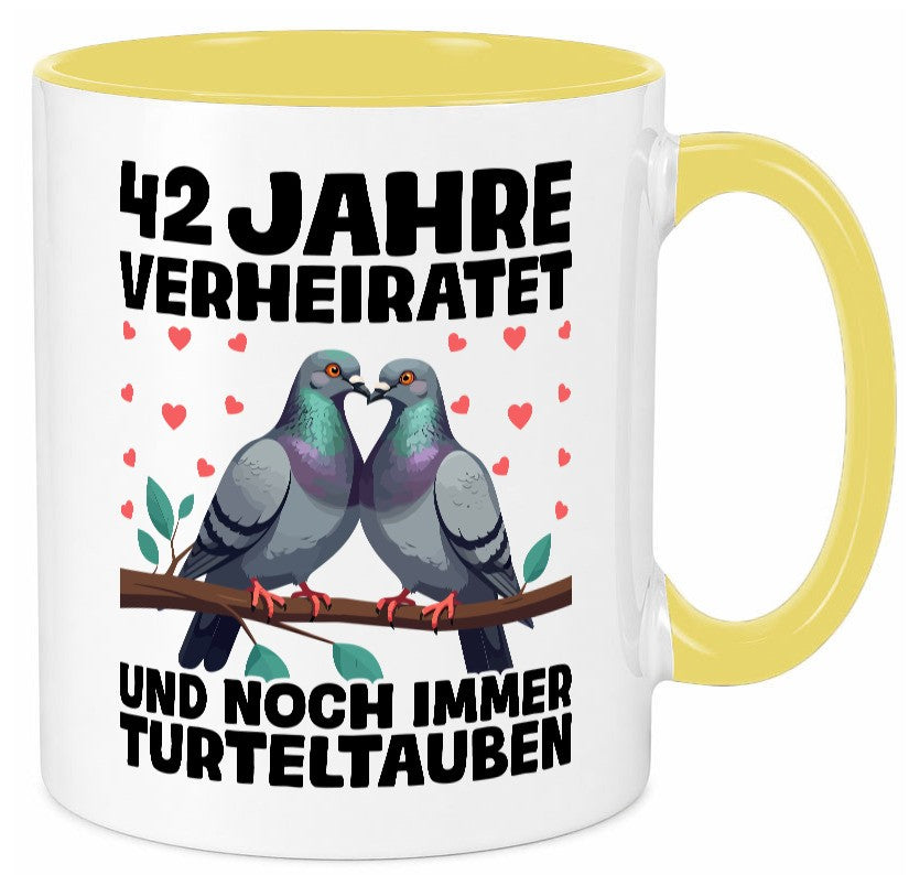 42 Jahre verheiratet | Turteltauben Ehe Ehepaar lustig Humor Geschenkidee Tasse