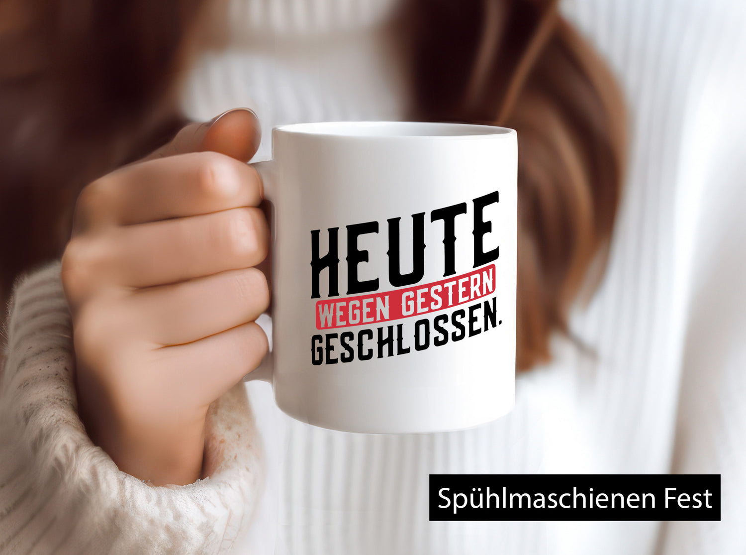 Heute wegen Gestern geschlossen lustiger Spruch Geschenk Humor Geschenkidee