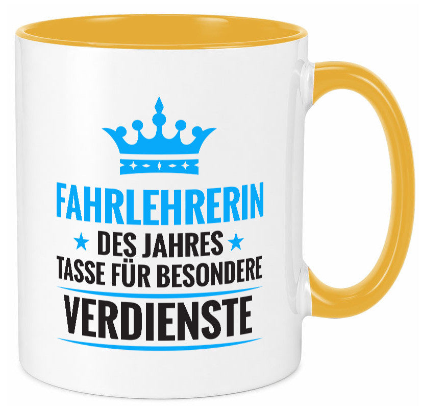 Besonderer Verdienst: Fahrlehrerin| Fahrschule lustiger Spruch Geschenk Humor Tasse