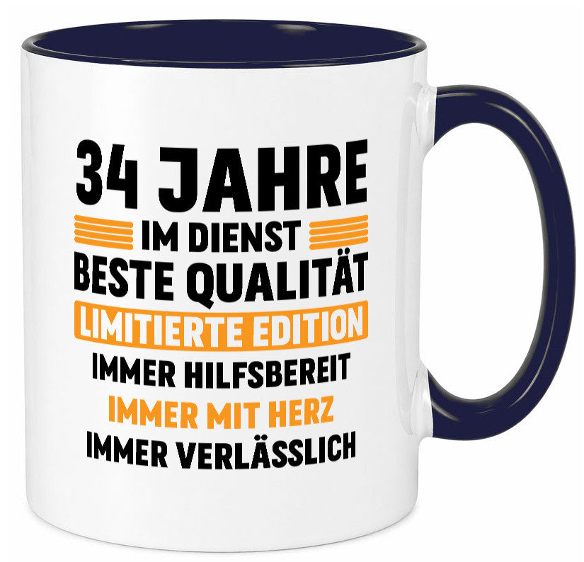 34 Jahre im Dienst | Jubiläum Arbeit v2 Humor Kollegen Büro Geschenkidee Tasse