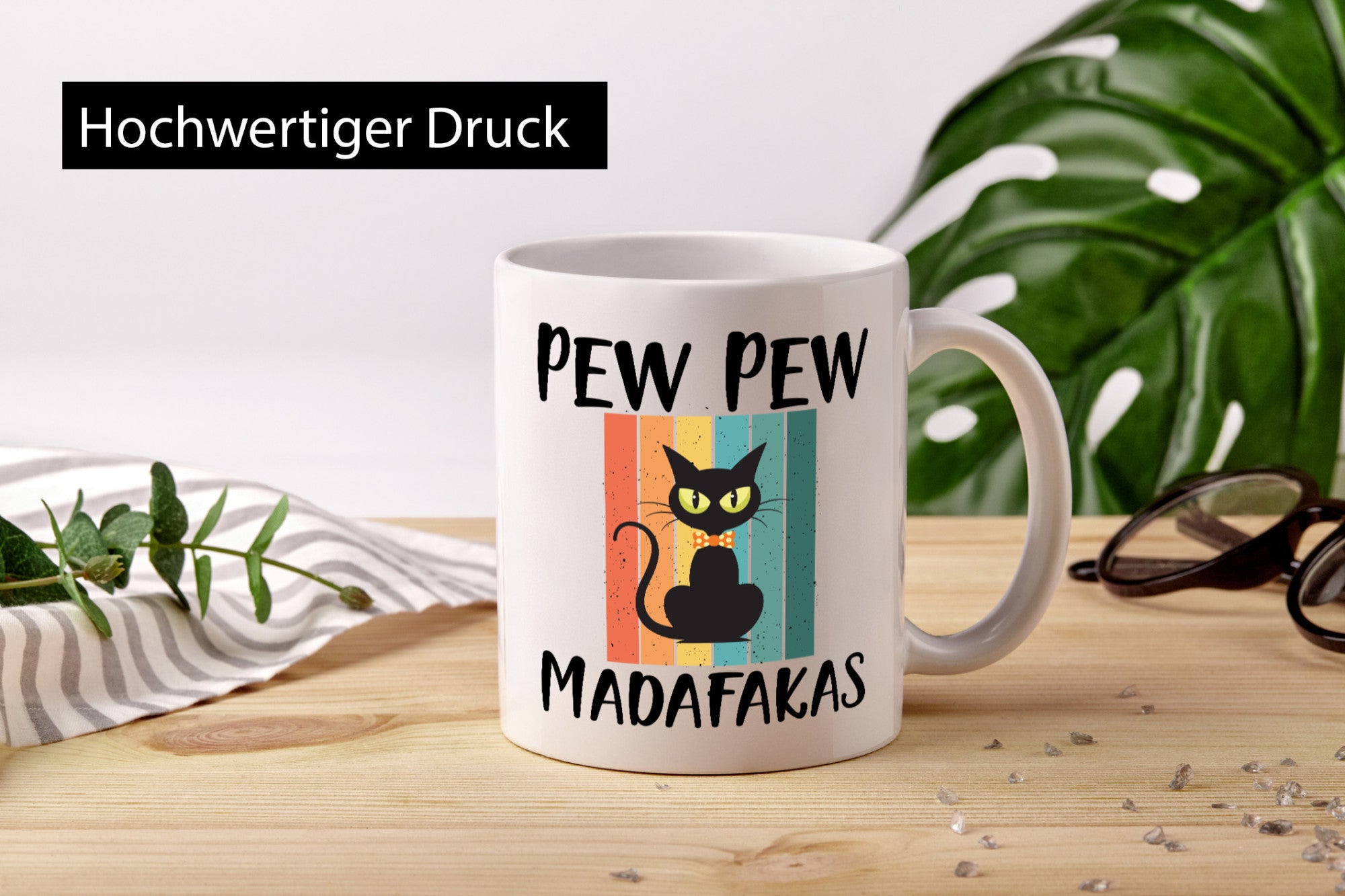 Pew Madafakas! | Katze Tasse Vintage Design Geschenkidee Tierliebhaber Humor