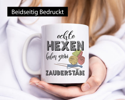 Echte Hexen haben zwei Zauberstäbe | Stricken Wolle lustiger Spruch Geschenk