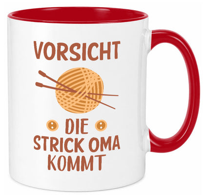 Vorsicht, Strickoma kommt | Wolle Stricknadeln Humor Familie Geschenkidee Tasse