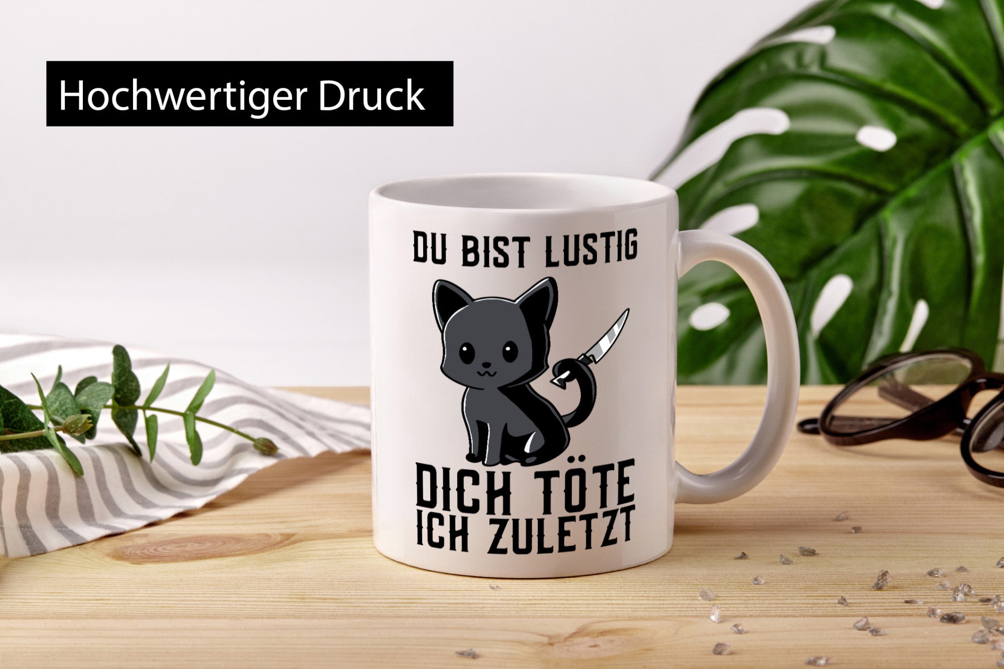 Du bist lustig | verrückte Katze mit Messer Sarkasmus lustiger Spruch Geschenk