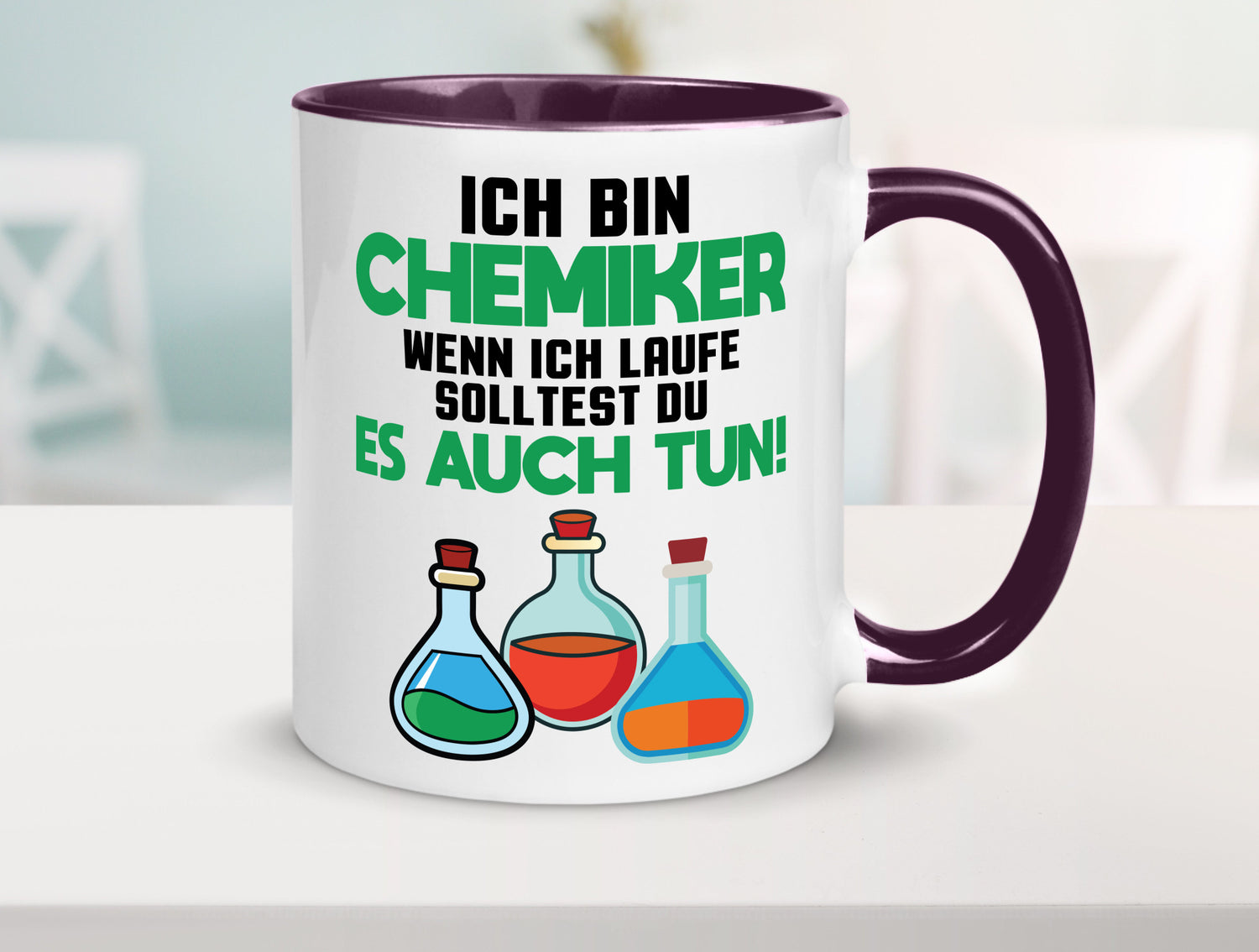 Ich bin chemiker wnen laufe solltest du es auch tun Humor Geschenkidee Tasse