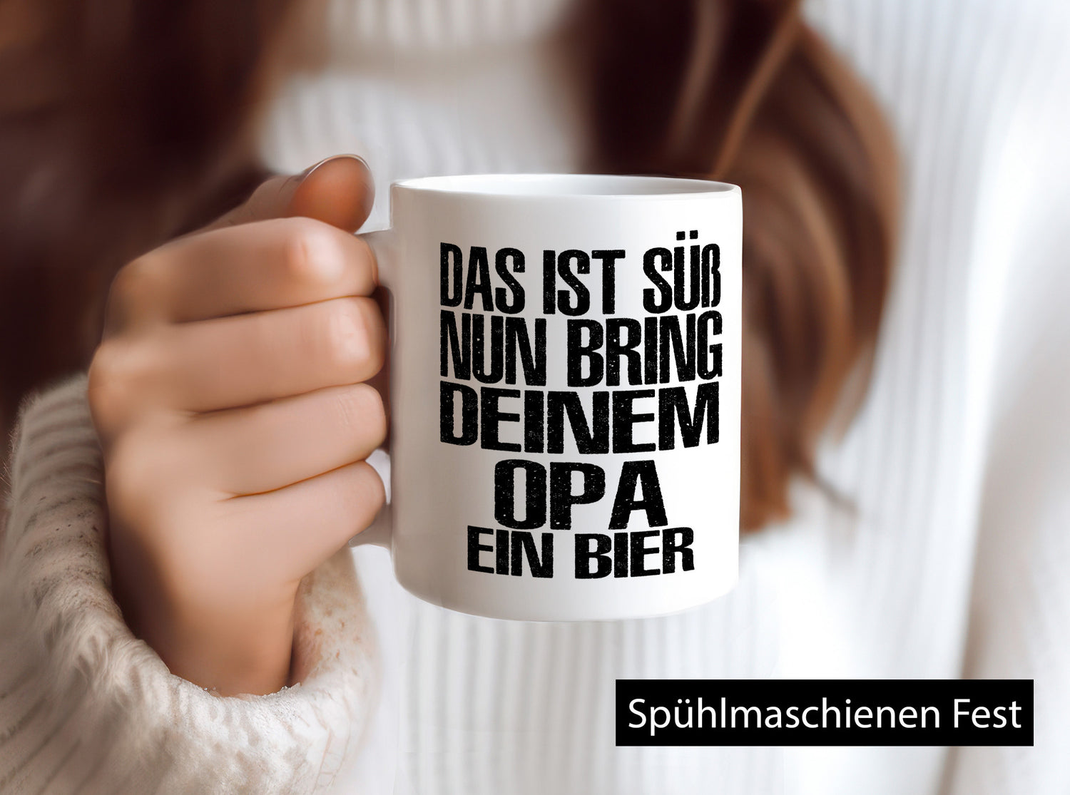 Süß, bring deinem Opa Bier | Geschenk Familie Geschenkidee lustiger Spruch Tasse