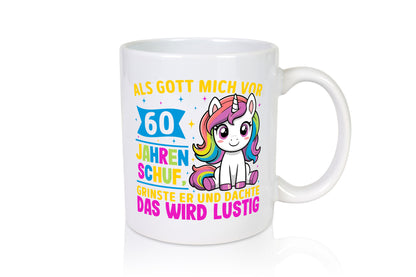 60. Geburtstag | Als Gott mich schuf 40 Jahre Geschenkidee Humor Tasse