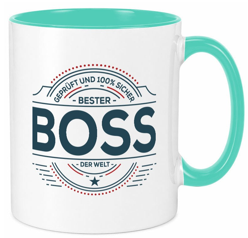 Geprüft und sicher: Boss | Führungskraft Vorgesetzter lustiger Spruch Geschenk Tasse
