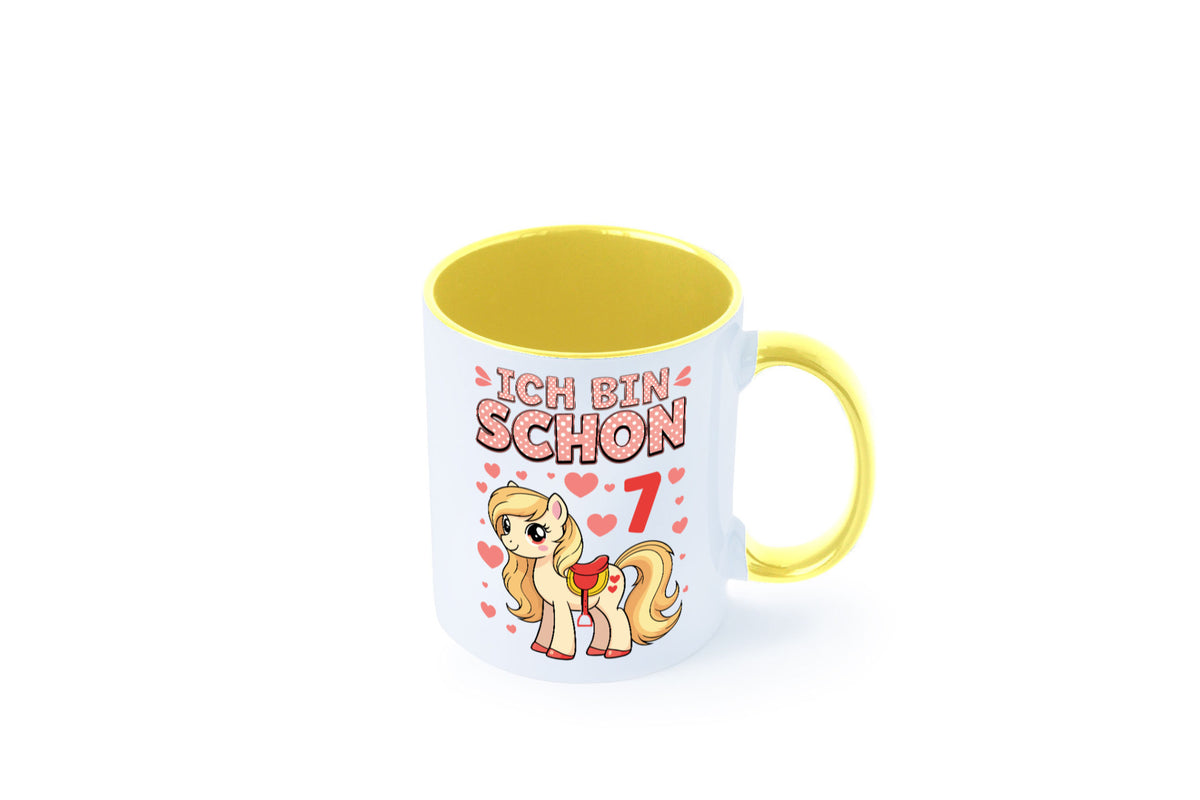 7. Geburtstag | 7 Jahre Mädchen Reiten Pony lustiger Spruch Geschenk Tasse