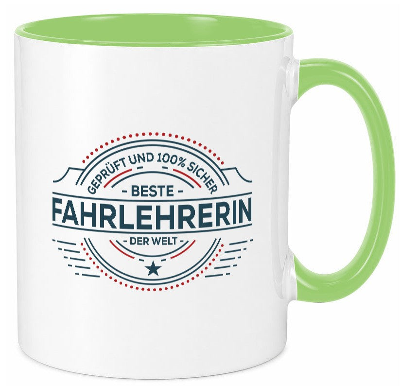 Geprüft und sicher: Fahrlehrerin| Fahrschule lustig Humor Geschenkidee Geschenk Tasse