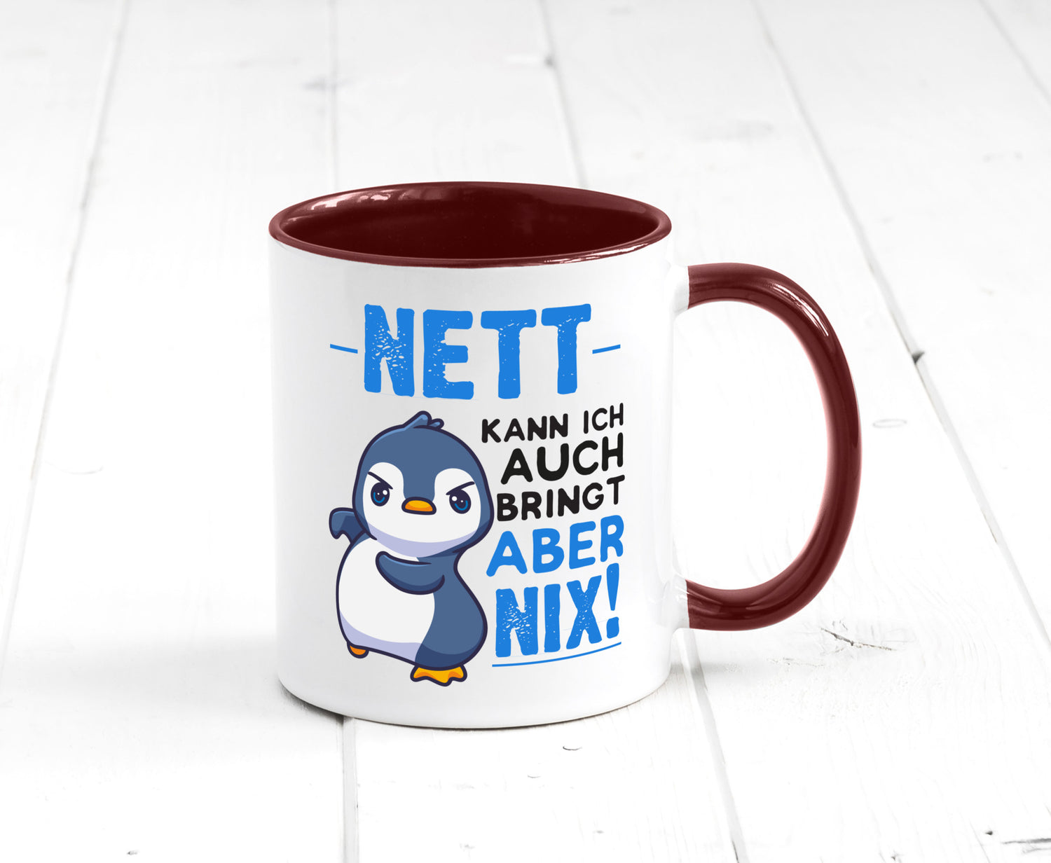 Nett kann ich auch | lustige Spruchtasse Pinguin Geschenk Humor Geschenkidee