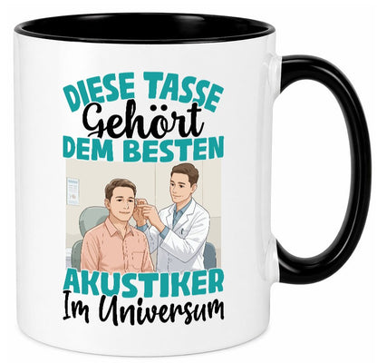 Im Universum: Akustiker | Akustik Hörgeräteakustik Geschenk Humor Geschenkidee Tasse