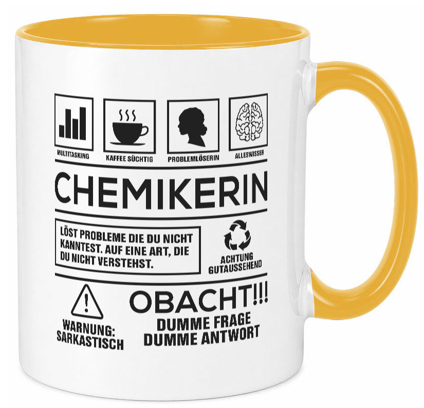 Achtung Probleme Chemikerin | Chemie Labor Wissenschaft Geschenk Humor Tasse