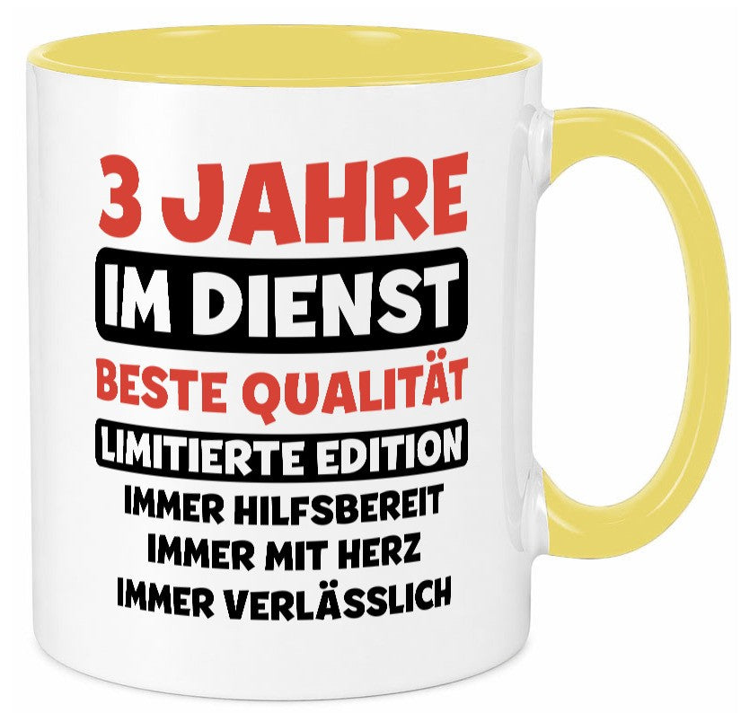 3 Jahre im Dienst | Jubiläum Arbeit v3 lustiger Spruch Geschenk Kollegen Büro Tasse