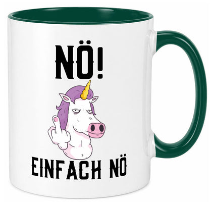 Einfach Nö | Keinen Bock Einhorn Mittelfinger Comic Geschenkidee Humor Tasse