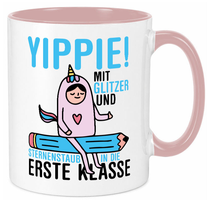 Mit Glitzer und Sternenstaub | Einschulung Einhorn lustiger Spruch Geschenk