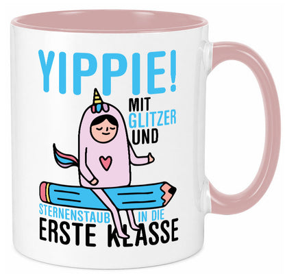 Mit Glitzer und Sternenstaub | Einschulung Einhorn lustiger Spruch Geschenk