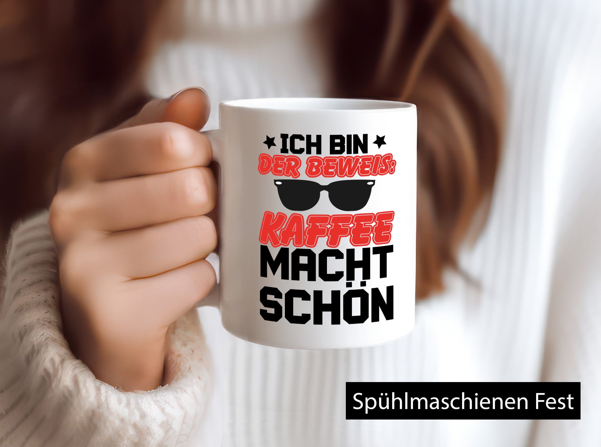 Kaffee macht schön Geschenk Humor Geschenkidee lustiger Spruch Tasse
