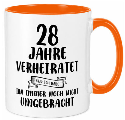 28 Jahre Verheiratet, immer noch am Leben! Geschenkidee Humor Tasse