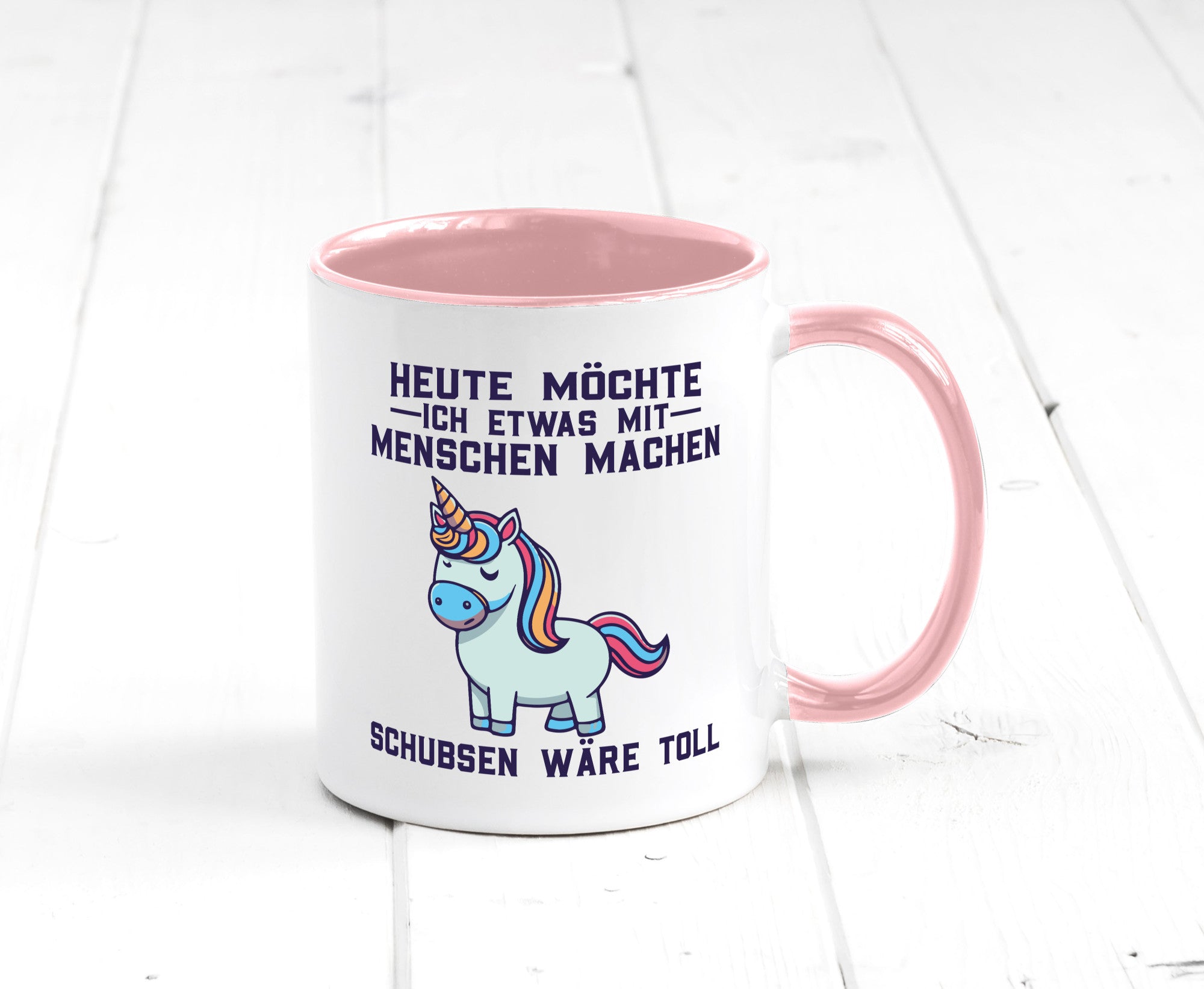 Heute möchte ich Menschen schubsen | Einhorn v2 Geschenk Humor Geschenkidee