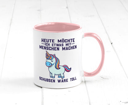 Heute möchte ich Menschen schubsen | Einhorn v2 Geschenk Humor Geschenkidee