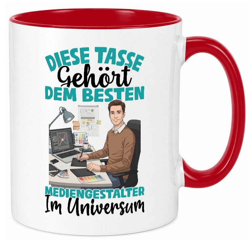 Im Universum: Mediengestalter | Medien Geschenk Humor Geschenkidee lustiger Tasse