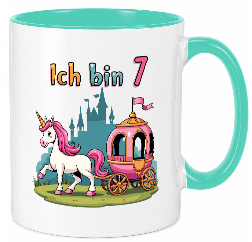 7. Geburtstag | Prinzessin in Kutsche Einhorn lustiger Spruch Geschenk