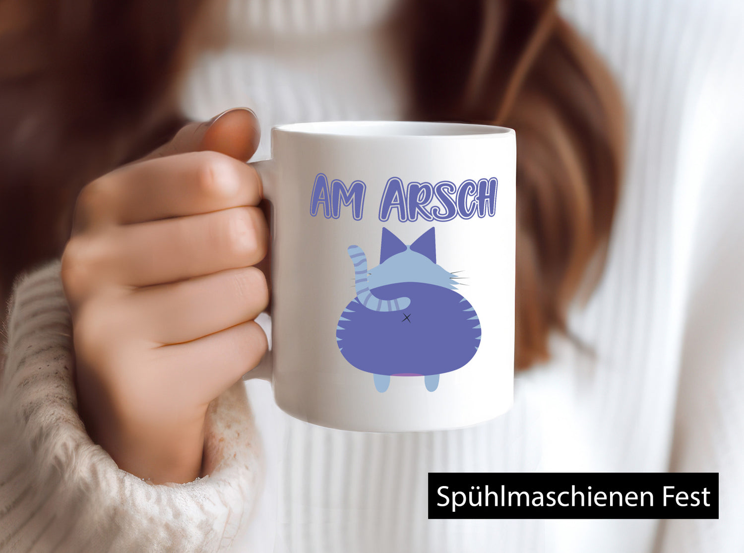 Am Arsch | Katzenmotiv Tasse Kollege Katzenbesitzer Geschenkidee Arbeit