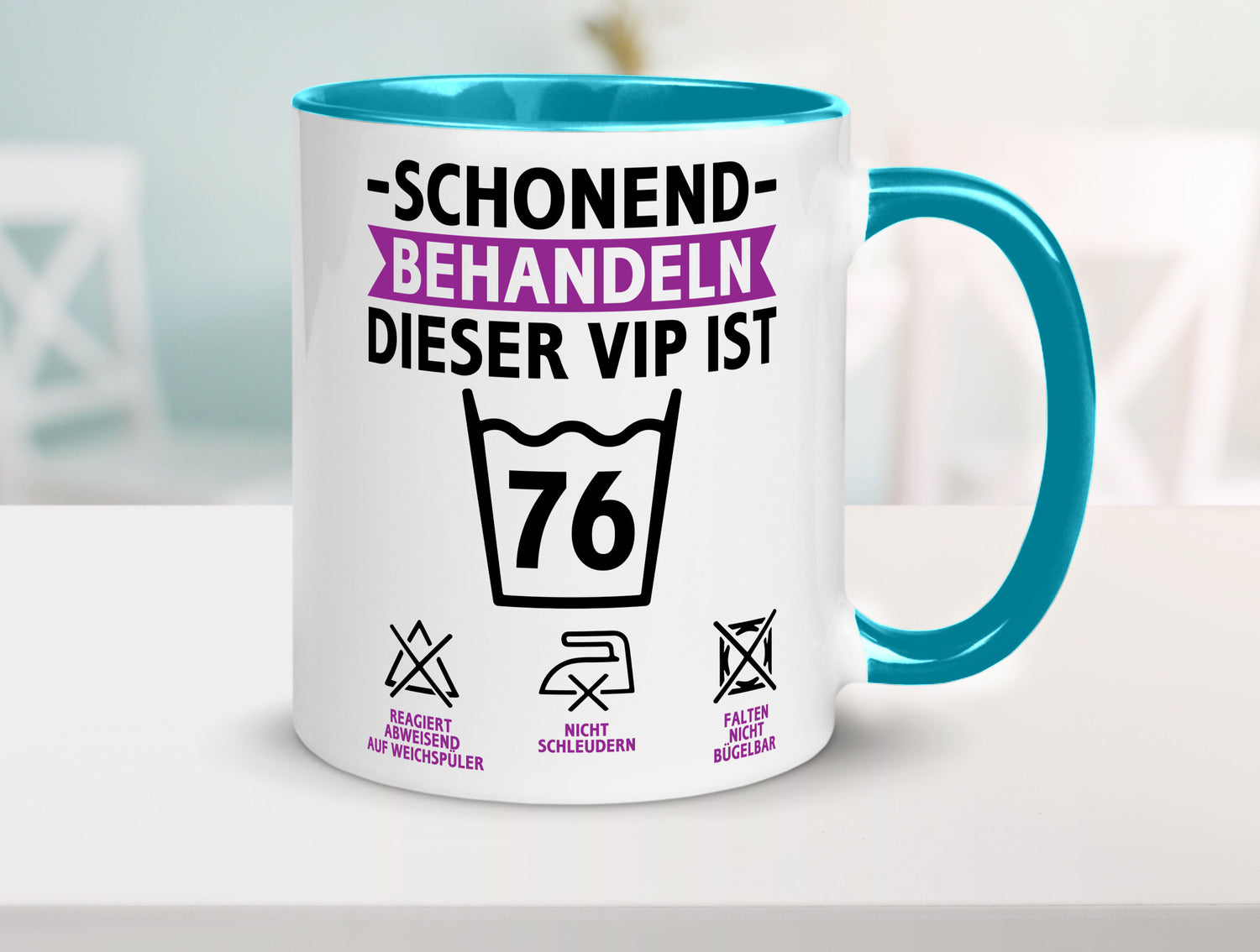 76 Geburtstag | schonend behandeln Jahre v2 Humor Geschenkidee Tasse
