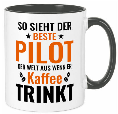 Kaffee trinkt: Pilot | Flugzeug Piloten lustiger Spruch Geschenk Humor