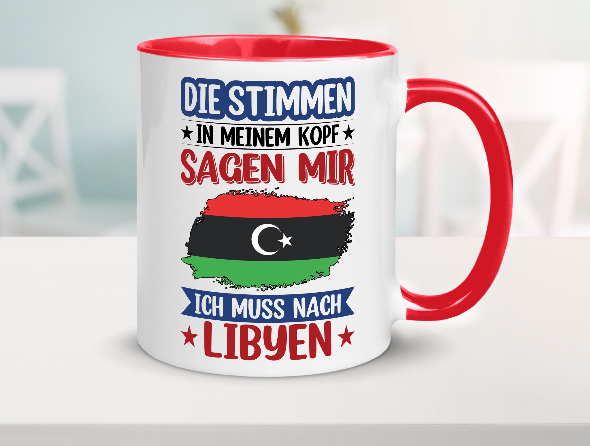 Libyen | Urlaub Stimmen in meinem Kopf Traumland Geschenkidee Humor Tasse