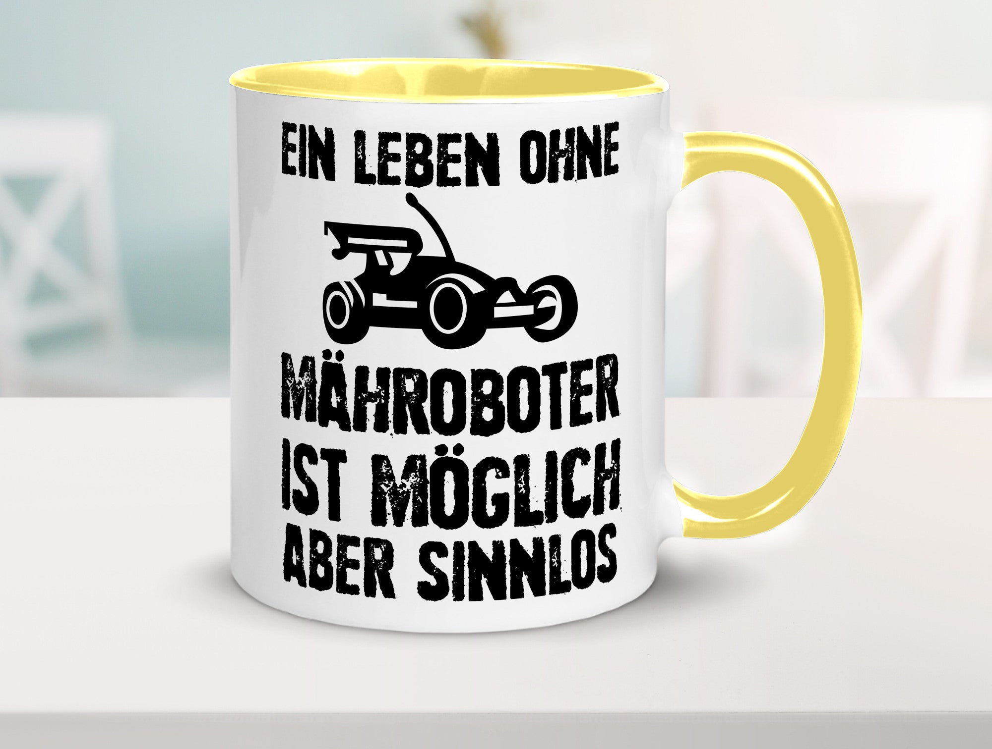 Leben oihne Mähroboter, möglich, aber sinnlos | Garten Geschenkidee Humor Tasse