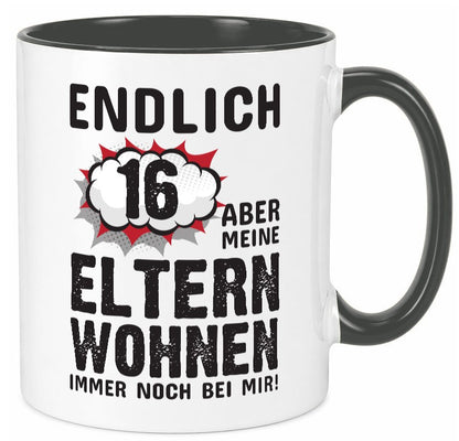 Endlich 16 | Geburtstag Tasse lustiges Statement lustiger Spruch Geschenk