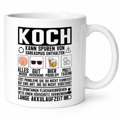 Definition von Koch | Küchenchef Warnhinweise Humor Geschenkidee Arbeit