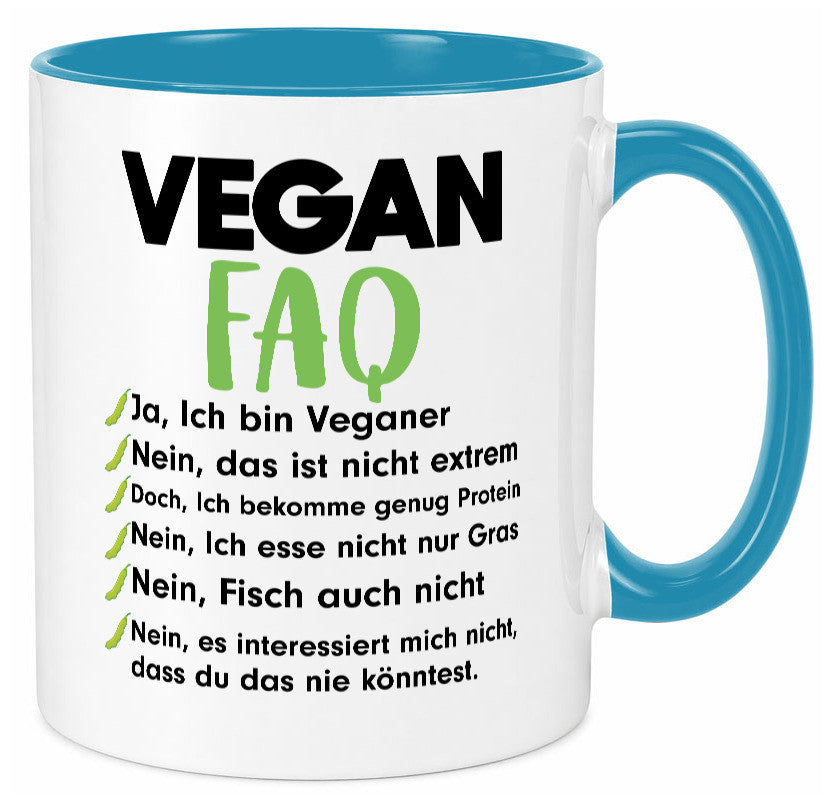 Vegan FAQ | Veganer Lifestyle Ich liebe Humor Geschenkidee Tasse