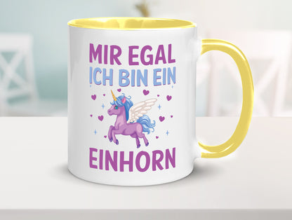 Mir egal, ich bin ein Einhorn| Herzen Geschenkidee Humor Tasse