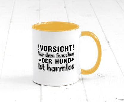 Vorsicht vor dem Frauchen | Hundebesitzerin Pfoten Geschenkidee Tierliebhaber Tasse