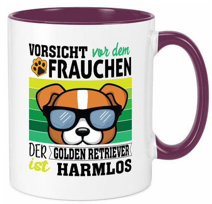 Vorsicht vor dem Frauchen Golden Retriever ist Harmlos lustiger Spruch Geschenk