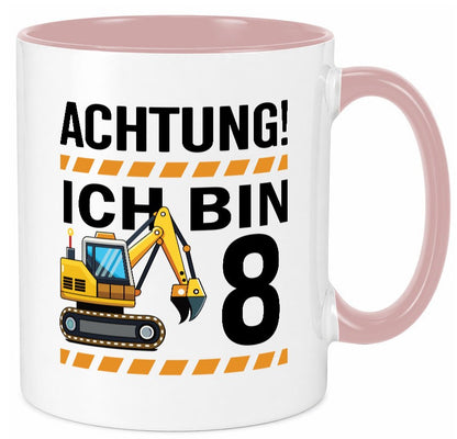 8 Geburtstag Ich bin | Bagger Junge Geschenk Geschenkidee lustiger Spruch Tasse