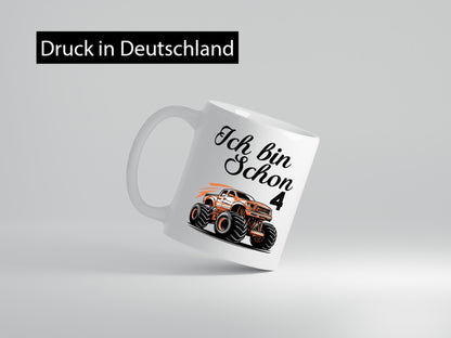 4. Geburtstag | Monster truck 4 Jahre Geschenkidee Humor Tasse