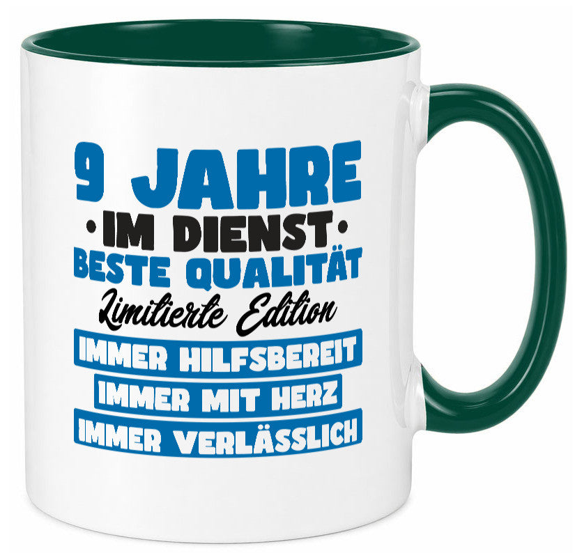 9 Jahre im Dienst | Jubiläum Arbeit v7 lustig Kollegen Büro Geschenk Tasse