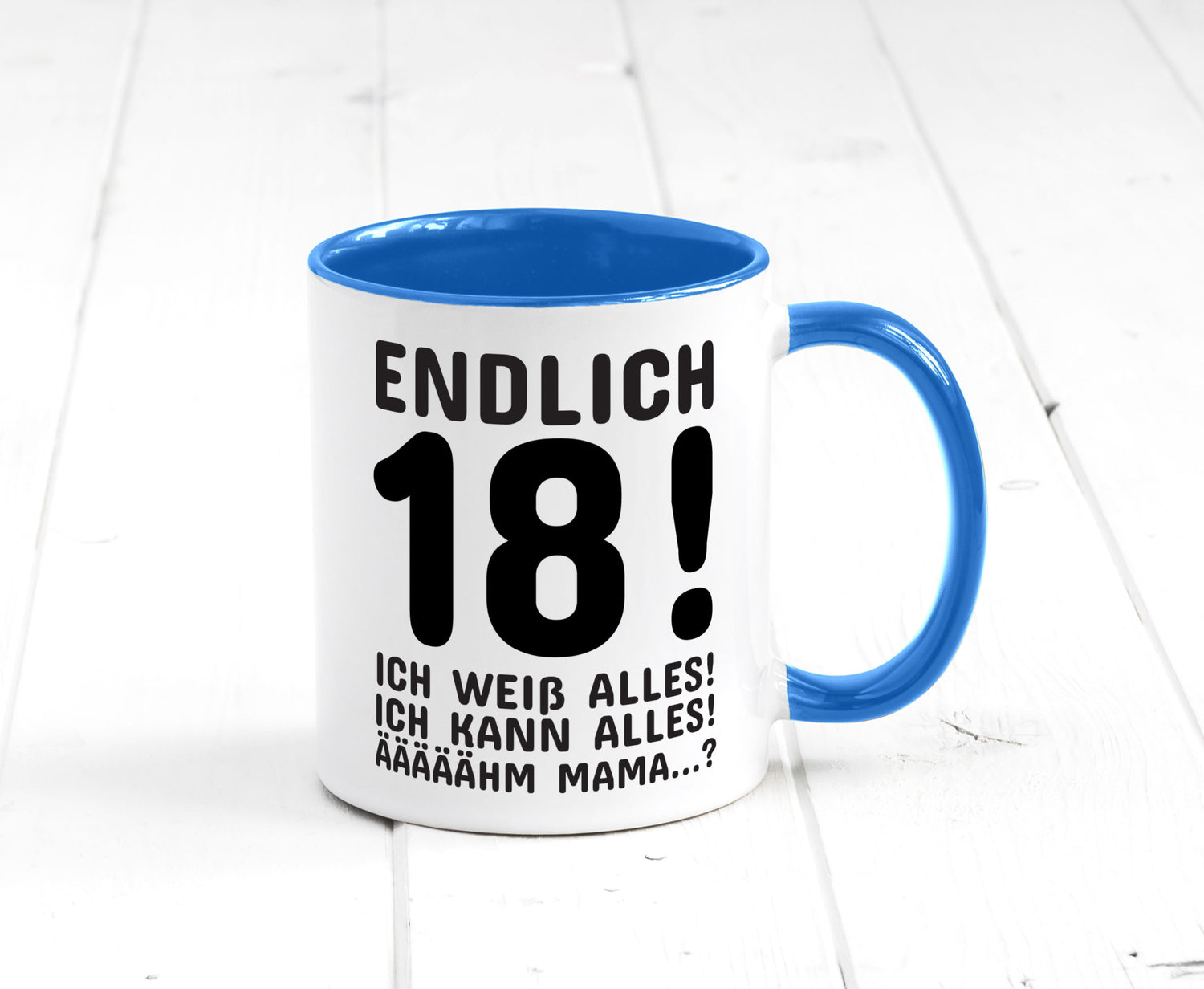 Endlich 18 | Geburtstag Tasse volljährig Erwachsen lustig Geschenkidee Geschenk