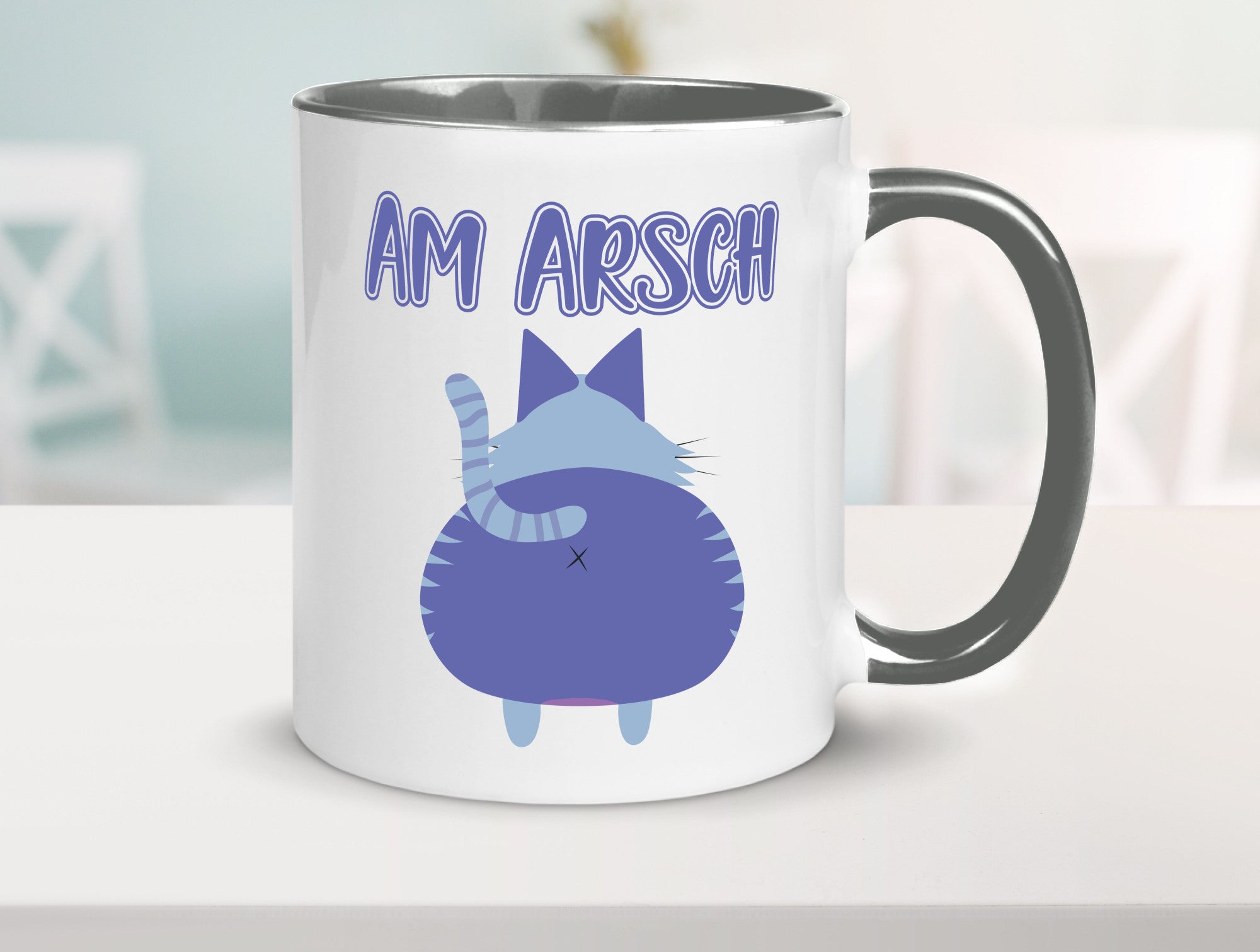 Am Arsch | Katzenmotiv Tasse Kollege Katzenbesitzer Geschenkidee Arbeit