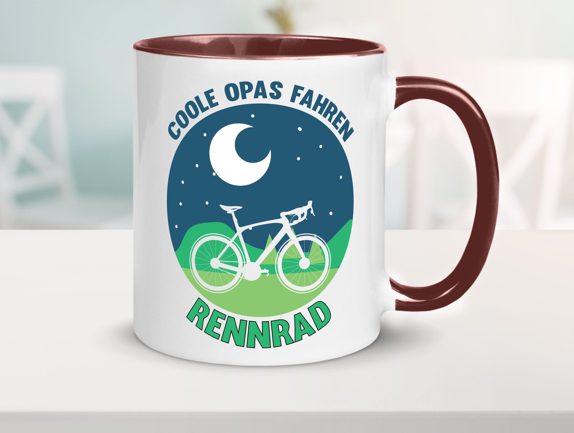 Coole Opas fahren Rennrad | Mond Landschaft Geschenk Familie Geschenkidee