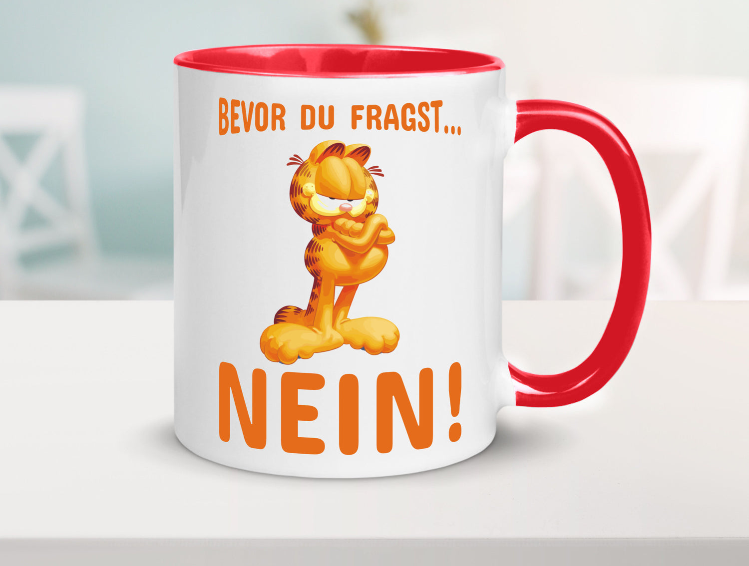 Bevor du fragst? Nein! | grimmige Katze Spruchtasse lustig Tierliebhaber Humor